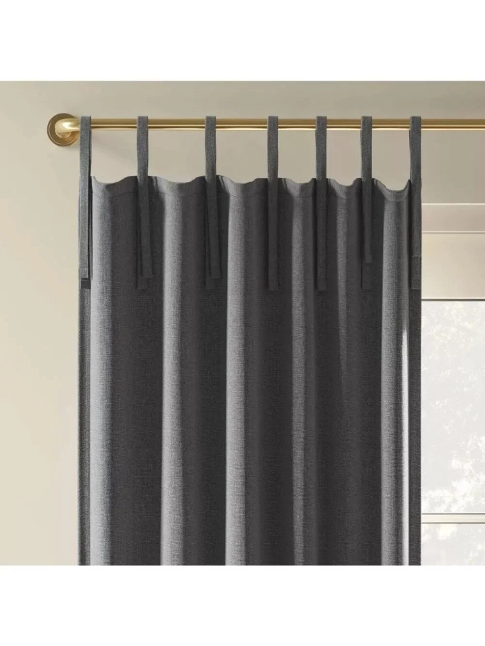Threshold Aruba Tie Top Hang Blackout & Lined Gray Curtain Panel 50